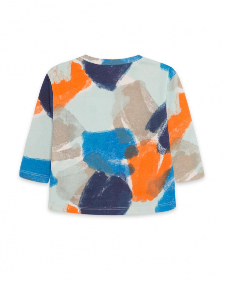 T-shirt en maille bleu et marron Boy Crafted