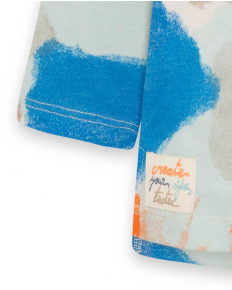 T-shirt en maille bleu et marron Boy Crafted