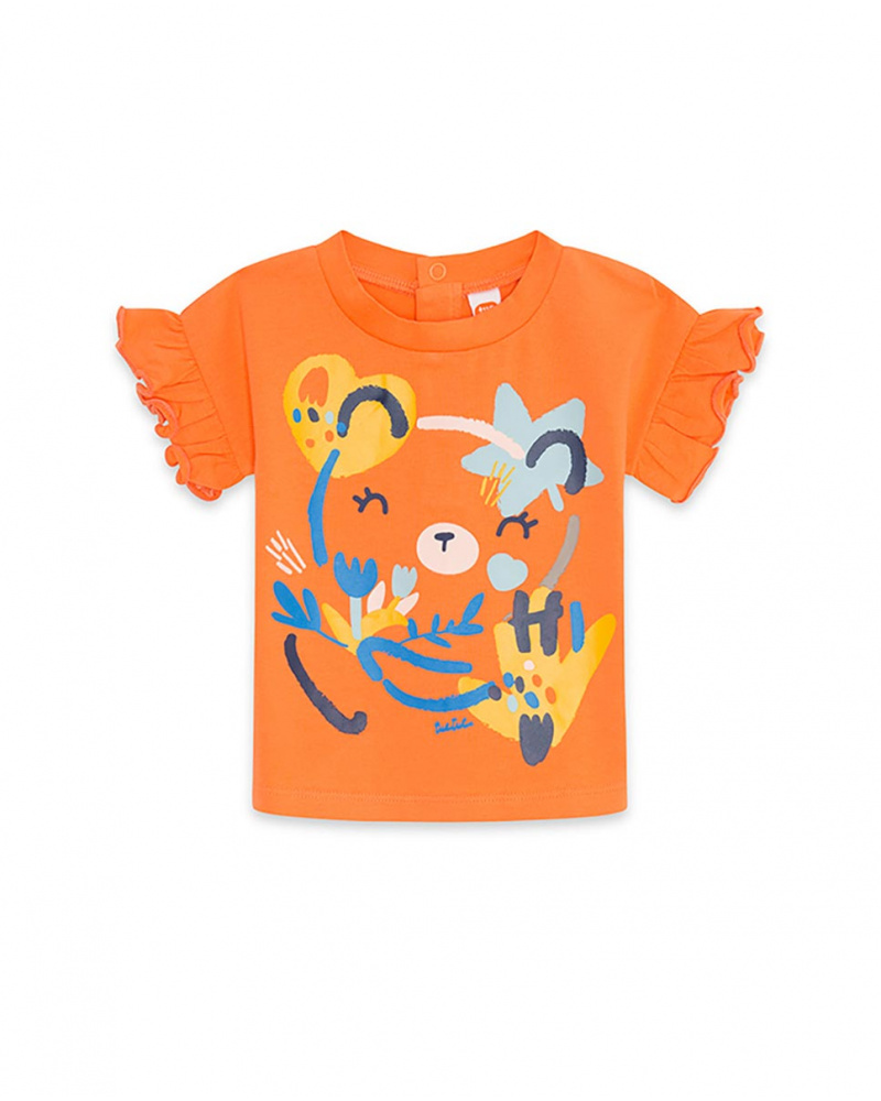 T-shirt en maille orange et bleu Girl Crafted