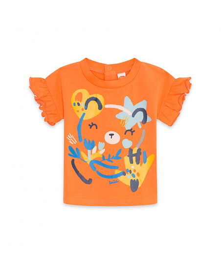 T-shirt en maille orange et bleu Girl Crafted