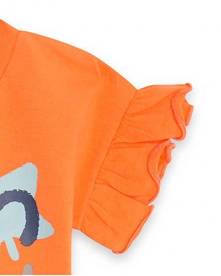 T-shirt en maille orange et bleu Girl Crafted