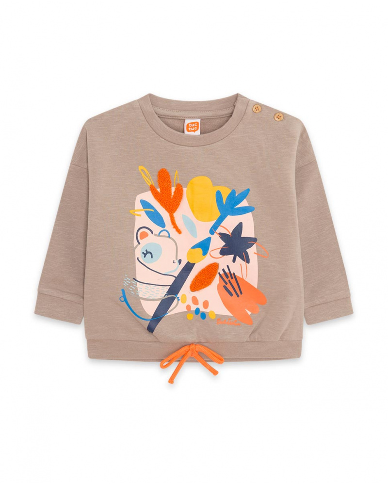 Sweat marron en peluche pour fille Crafted