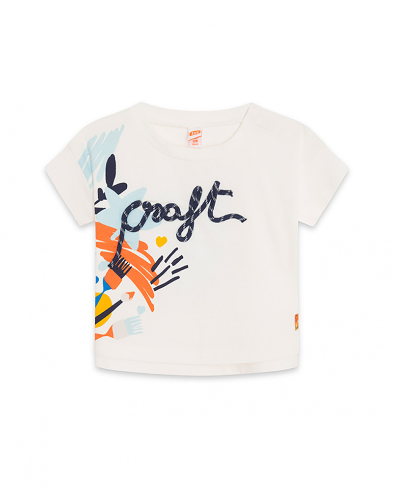 T-shirt en maille beige et bleu Girl Crafted