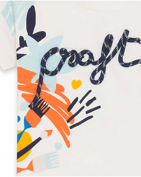 T-shirt en maille beige et bleu Girl Crafted