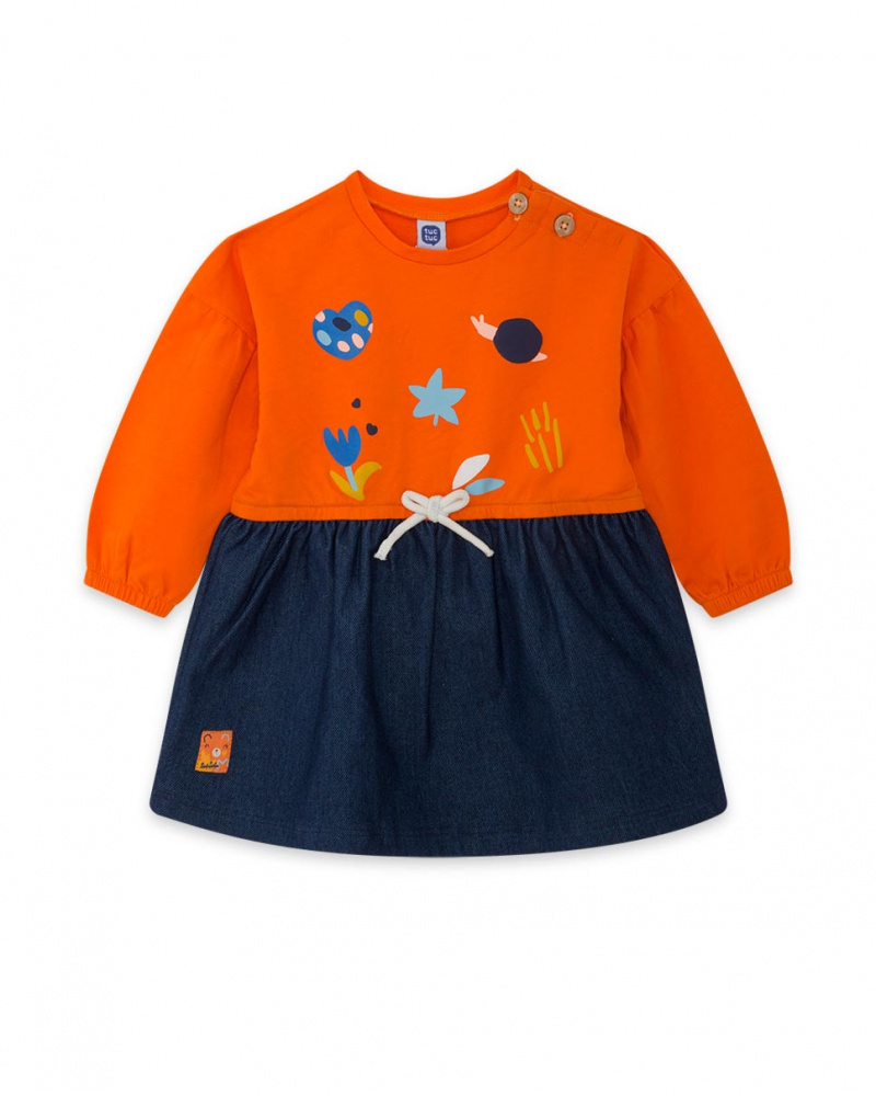 Robe combinée orange fille confectionnée