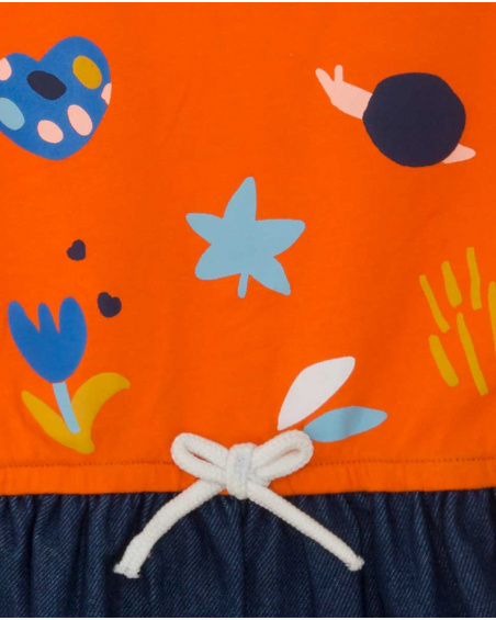 Robe combinée orange fille confectionnée Robe combinée orange fille confectionnée