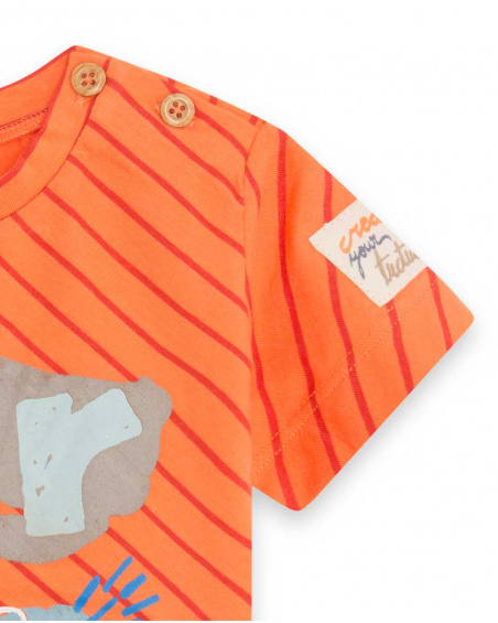 T-shirt en maille orange et marron Boy Crafted