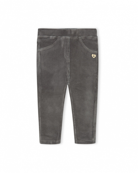 Jegging Velours Gris Fille Basics Bébé W23 Jegging Velours Gris Fille Basics Bébé W23