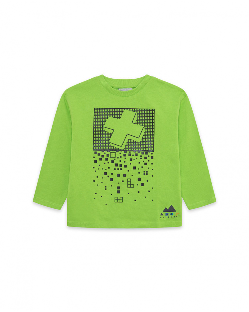 T-shirt en maille vert et gris Boy Active