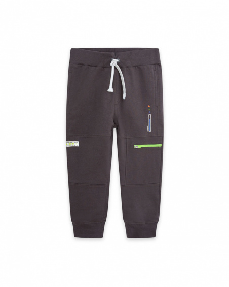 Pantalon Peluche Gris Et Vert Boy Active Pantalon Peluche Gris Et Vert Boy Active
