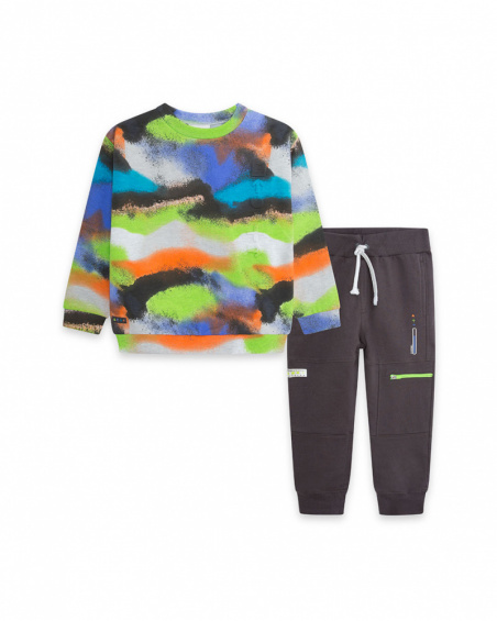 Sweat Et Pantalon En Peluche Gris Garçon Active Sweat Et Pantalon En Peluche Gris Garçon Active