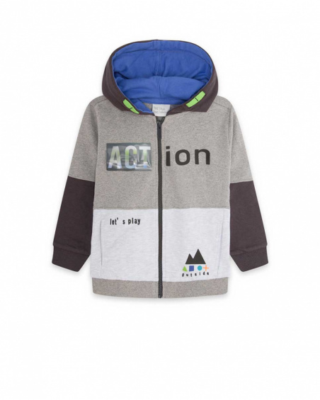 Sweat à capuche gris en peluche Boy Active Sweat à capuche gris en peluche Boy Active