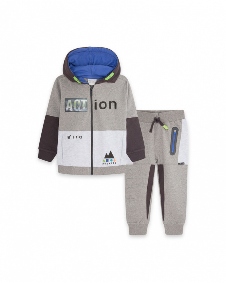 Sweat Et Pantalon En Peluche Gris Et Bleu Boy Active Sweat Et Pantalon En Peluche Gris Et Bleu Boy Active