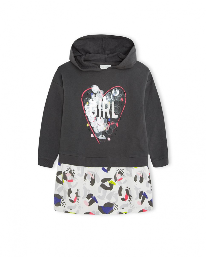 Robe Peluche Grise Et Rose Fille Wild & Free