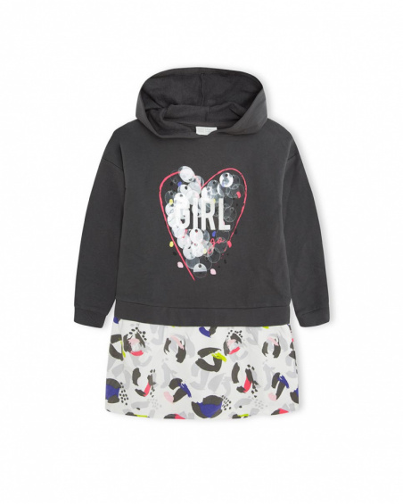 Robe Peluche Grise Et Rose Fille Wild & Free Robe Peluche Grise Et Rose Fille Wild & Free