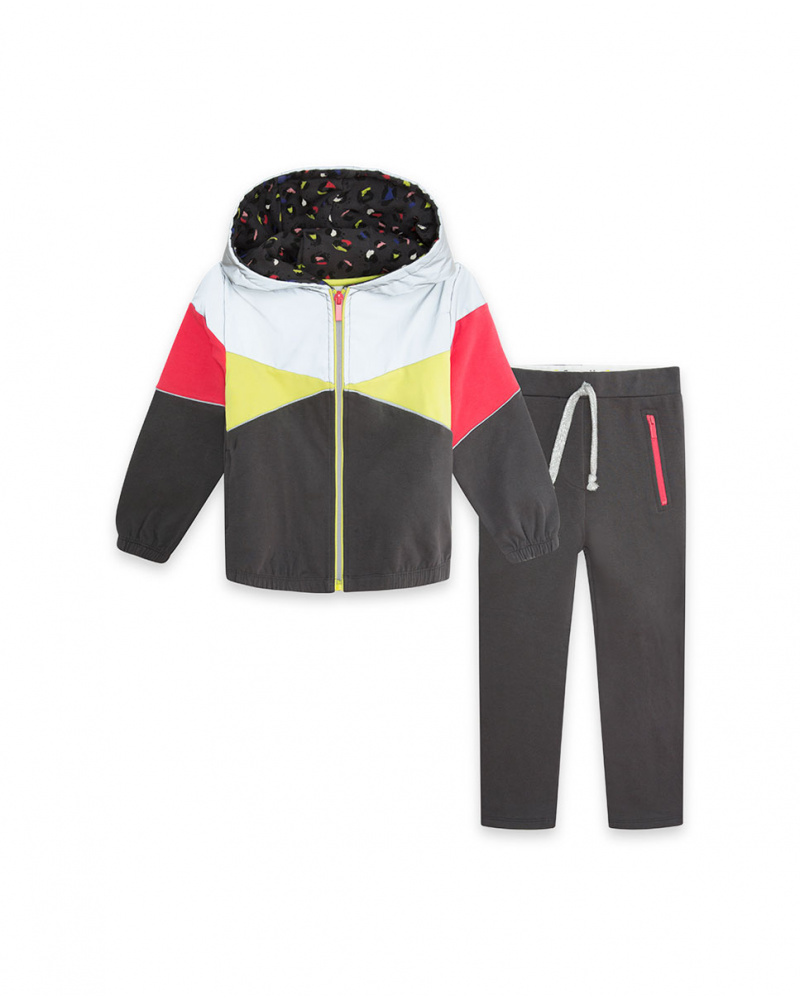 Sweat Et Legging Peluche Gris Et Vert Fille Wild & Free