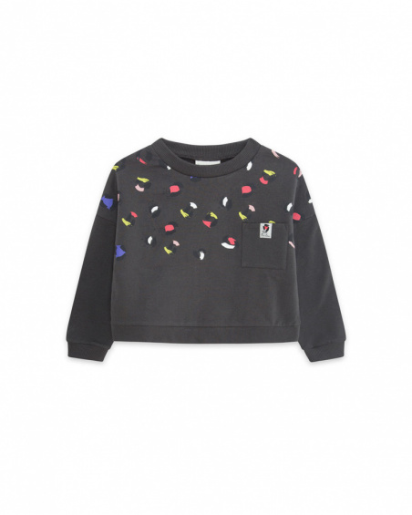 Sweat Gris Peluche Fille Wild & Free Sweat Gris Peluche Fille Wild & Free