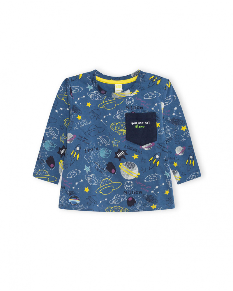 T-shirt Tricoté Bleu Et Vert Garçon Galaxy Friends