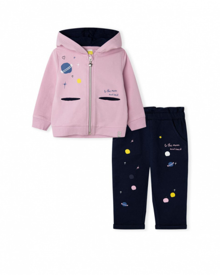 Sweat-shirt et pantalon en peluche rose pour fille Galaxy Sweat-shirt et pantalon en peluche rose pour fille Galaxy