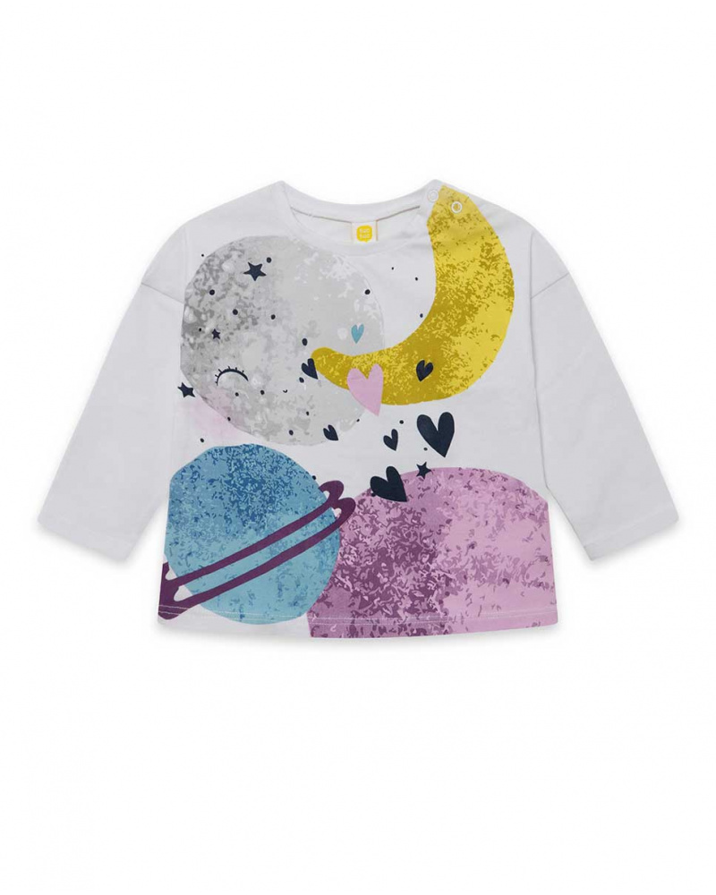 T-shirt en maille blanc et bleu fille Galaxy Friends