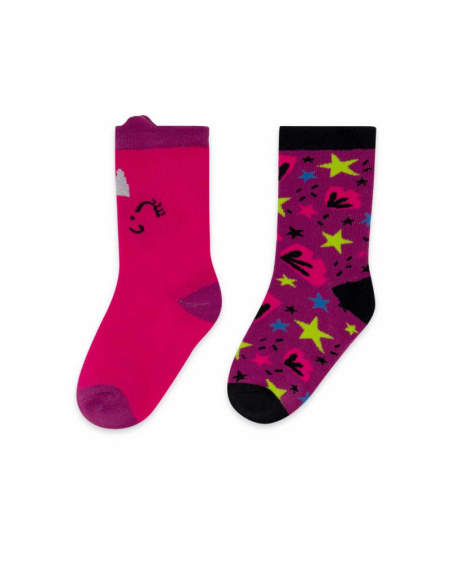 Set 2 Chaussettes Rose Fille Magique Set 2 Chaussettes Rose Fille Magique
