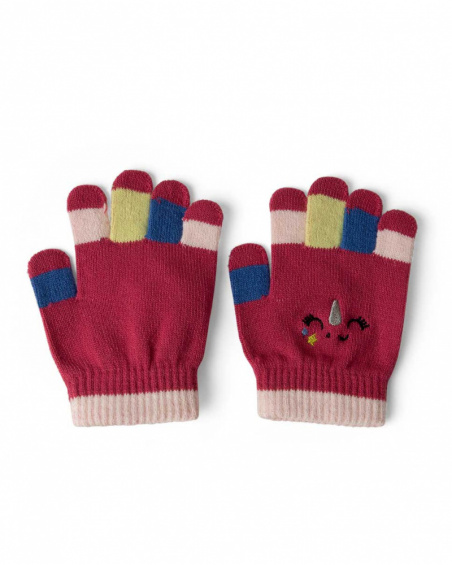 Gants Fille Rose Tricot Magic