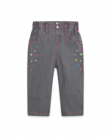 Pantalon Denim Gris Fille Magic Pantalon Denim Gris Fille Magic