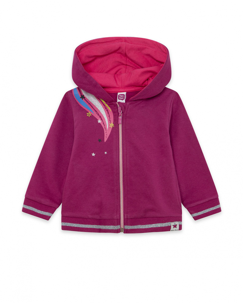 Sweat à capuche en peluche rose fille Magic