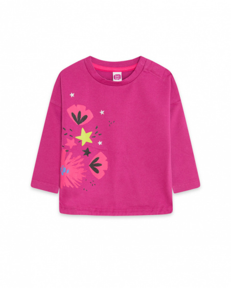 T-shirt en maille rose et gris fille Magic T-shirt en maille rose et gris fille Magic