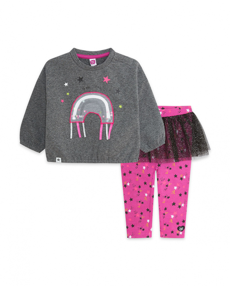 Fille Gris Sweat En Peluche Et Legging Magic