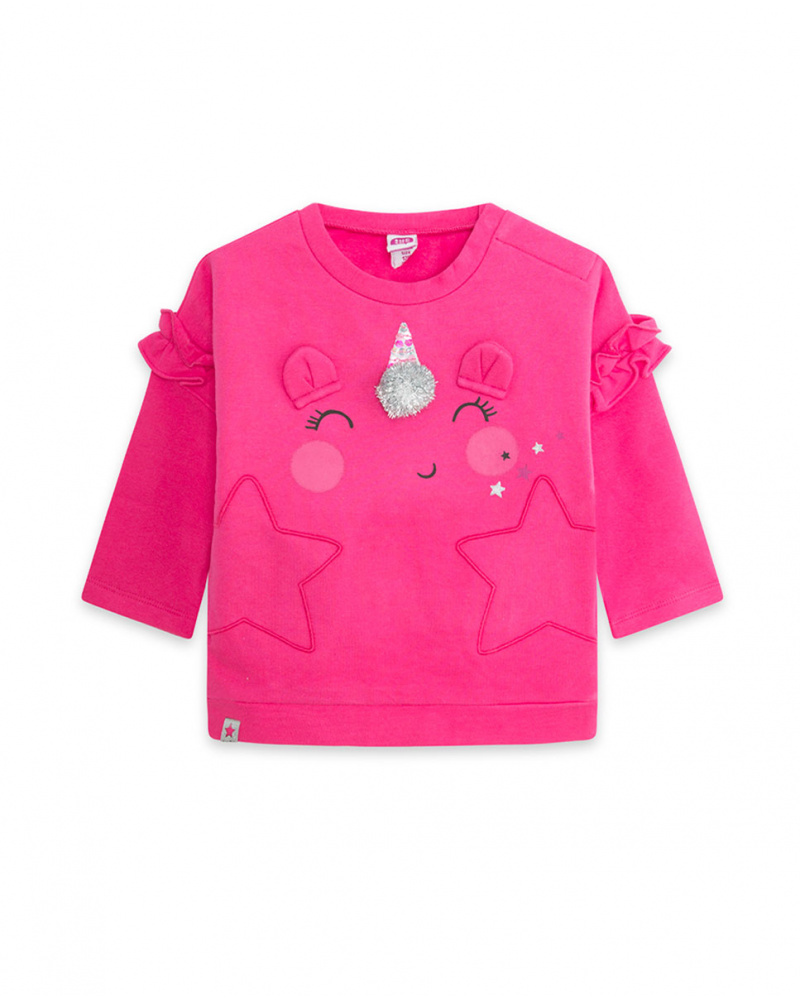 Sweat-shirt en peluche rose et rose fille Magic