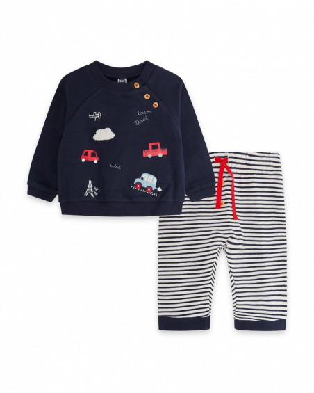 Sweat Peluche Et Pantalon Tricoté Bleu Garçon Mini Traveller Sweat Peluche Et Pantalon Tricoté Bleu Garçon Mini Traveller