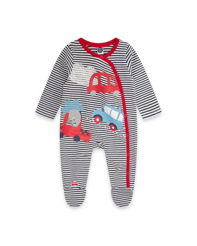 Barboteuse Tricot Bleu Garçon Mini Traveller