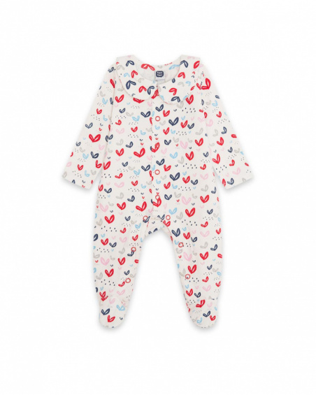 Barboteuse Tricot Blanche Fille Mini Traveller