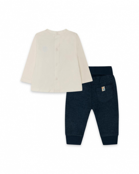 T-shirt En Maille Et Pantalon En Peluche Blanc Garçon Stars