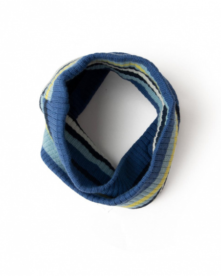 Bonnet et tour de cou en tricot bleu garçon Galaxy Friends