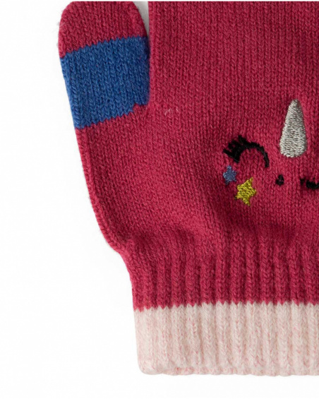 Gants Fille Rose Tricot Magic