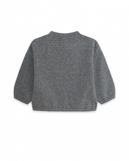 Sweat Gris Et Rose Peluche Fille Magic