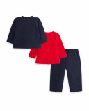 Ensemble 3 Pièces Peluche Et Tricot Bleu Garçon Mini Traveller Ensemble 3 Pièces Peluche Et Tricot Bleu Garçon Mini Traveller