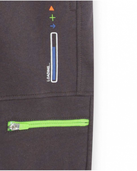 Pantalon Peluche Gris Et Vert Boy Active Pantalon Peluche Gris Et Vert Boy Active