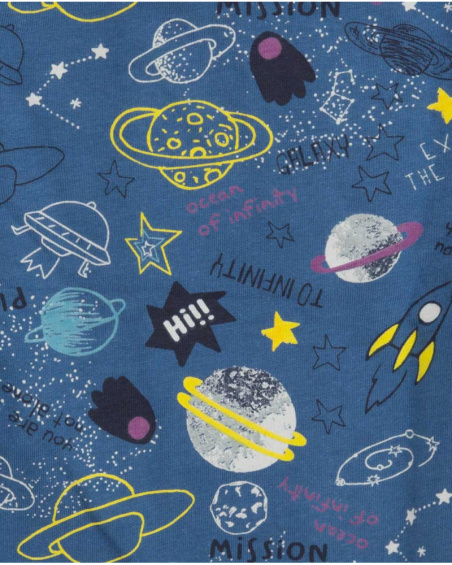 T-shirt Tricoté Bleu Et Vert Garçon Galaxy Friends