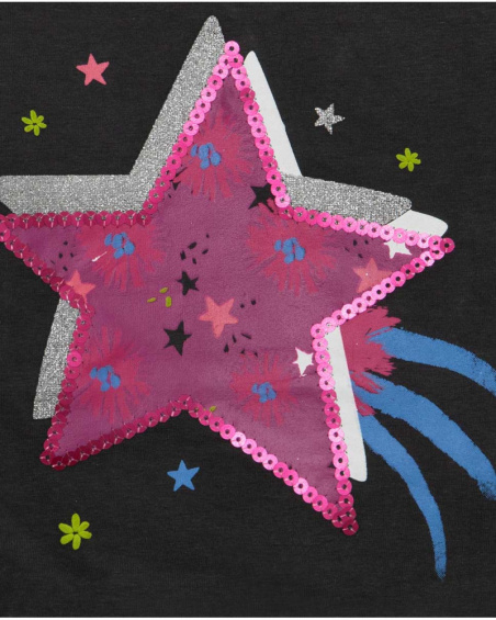 T-shirt en maille gris et rose fille Magic T-shirt en maille gris et rose fille Magic