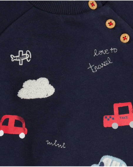 Sweat Peluche Et Pantalon Tricoté Bleu Garçon Mini Traveller Sweat Peluche Et Pantalon Tricoté Bleu Garçon Mini Traveller