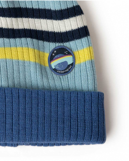 Bonnet et tour de cou en tricot bleu garçon Galaxy Friends