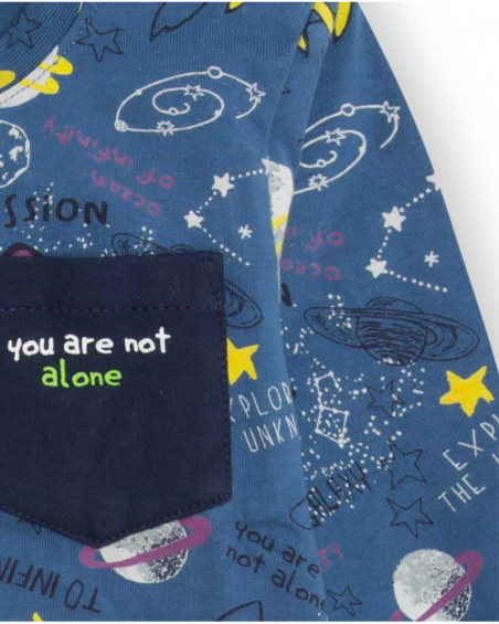 T-shirt Tricoté Bleu Et Vert Garçon Galaxy Friends