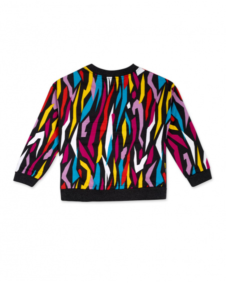 Sweat Peluche Noir Et Rose Fille Glam Rock Sweat Peluche Noir Et Rose Fille Glam Rock