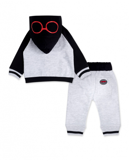 Sweat-shirt et pantalon en peluche gris et noir Boy Connect Sweat-shirt et pantalon en peluche gris et noir Boy Connect