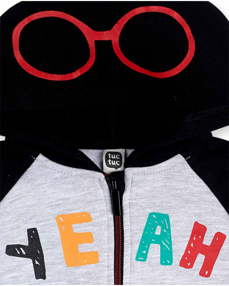 Sweat-shirt et pantalon en peluche gris et noir Boy Connect Sweat-shirt et pantalon en peluche gris et noir Boy Connect