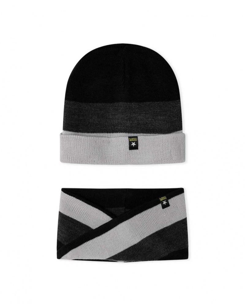 Bonnet et tour de cou en tricot noir Speed Race Kid