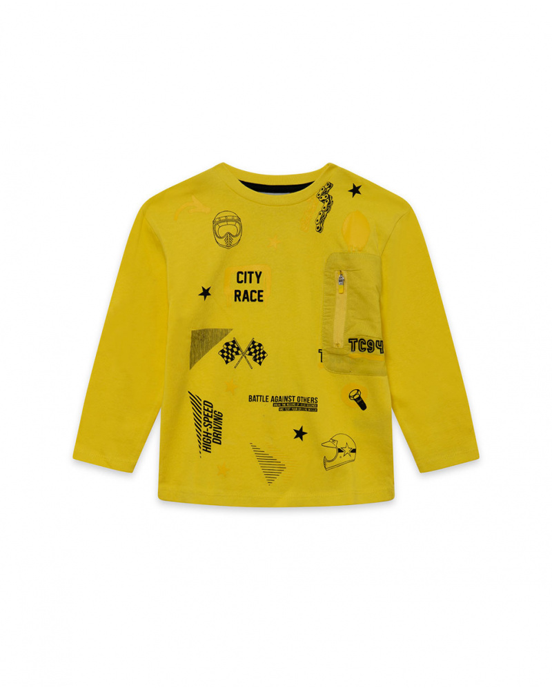 T-shirt Tricoté Jaune Et Noir Enfant Speed Race